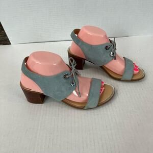 MICHAEL KORS ESTELA BLUE SUEDE TIE VAMP CHUNKY HEEL SANDAL SHOES SIZE 8